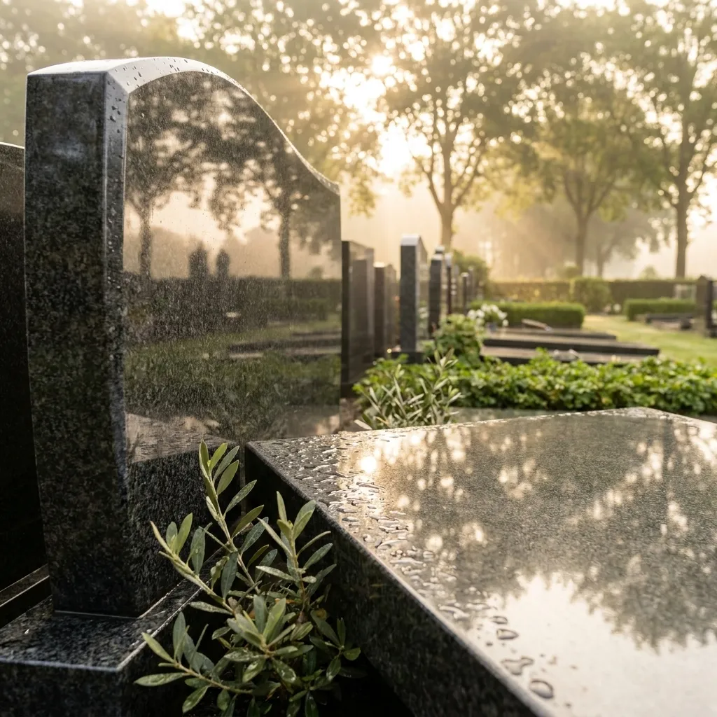 Gepolijst granieten grafmonument.